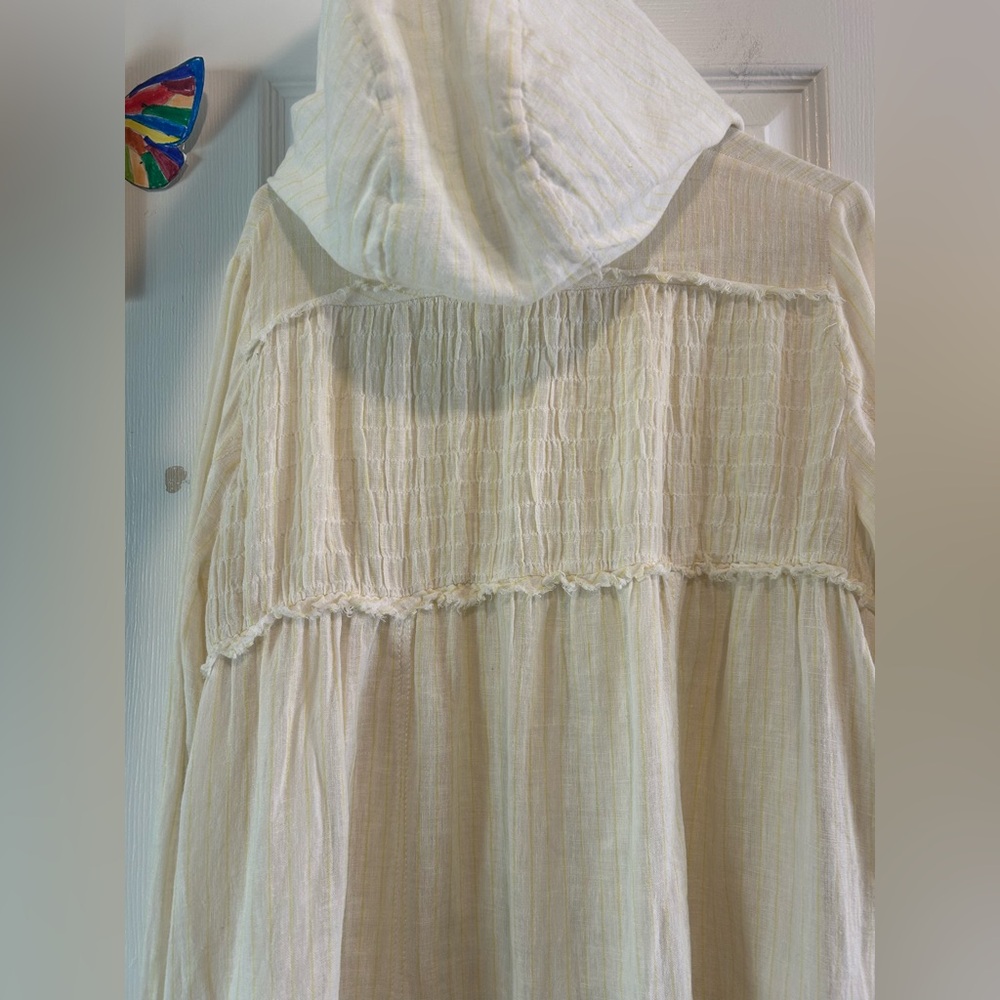 Free People linen button-up hooded top - Picture 7 of 9